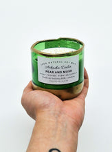 Load image into Gallery viewer, Medium Pear and Musk Light Green Candle.
