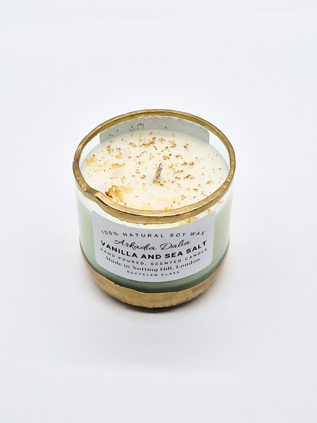 Medium Vanilla and Sea Salt Clear Glass Candle