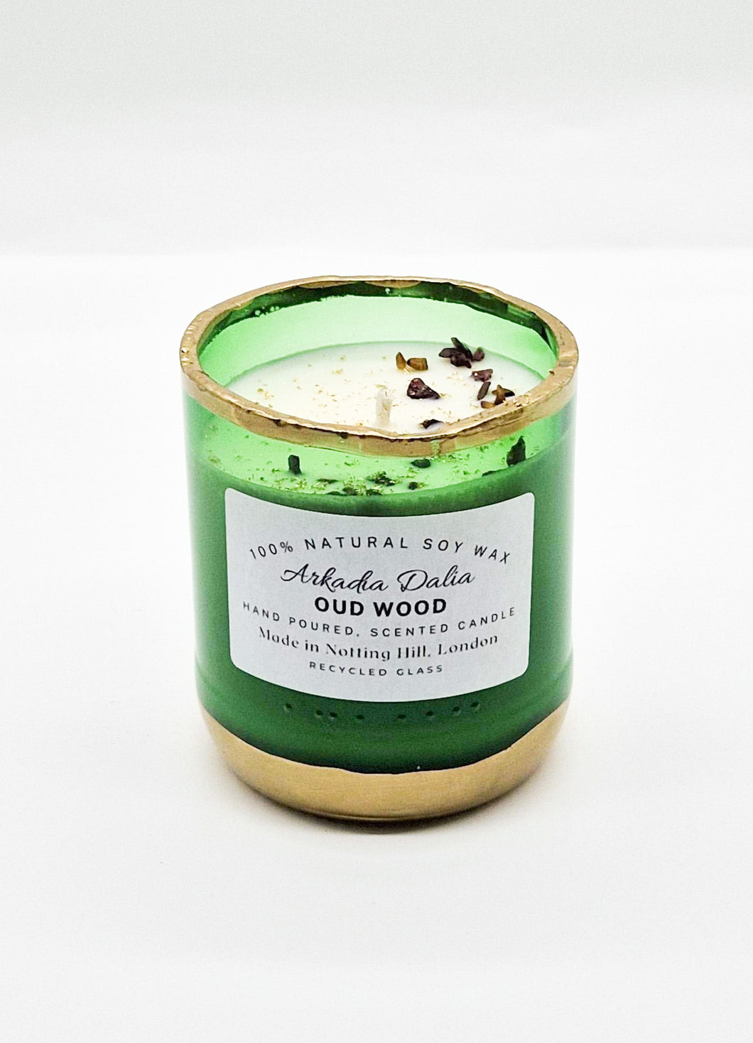 Large Oud Wood Light Green Candle